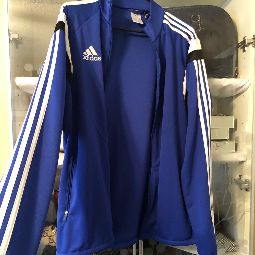 Adidas Blue and White zip up jacket